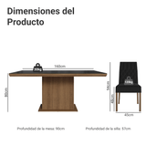 Juego de Comedor Tapa con Vidrio 6 Sillas Marrón/Negro/Oxford Dinan Madesa