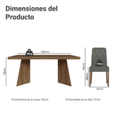 Juego de Comedor con Tapa de Madera 6 Sillas Marrón/Silver Sarlat Madesa