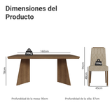 Juego de Comedor con Tapa de Madera 6 Sillas Marrón/Imperial Sarlat Madesa