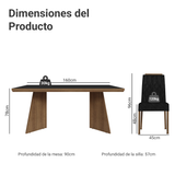 Juego de Comedor con Tapa de Madera 6 Sillas Marrón/Negro/Oxford Sarlat Madesa