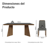 Juego de Comedor con Tapa de Madera 6 Sillas Marrón/Negro/Silver Sarlat Madesa