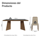 Juego de Comedor con Tapa de Madera 6 Sillas Marrón/Negro/Imperial Sarlat Madesa