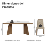 Juego de Comedor con Tapa de Madera 6 Sillas Marrón/Blanco/Imperial Sarlat Madesa