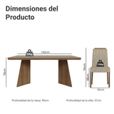 Juego de Comedor con Tapa de Madera 6 Sillas Marrón/Gris/Imperial Sarlat Madesa
