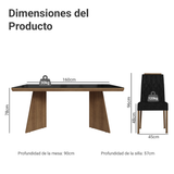 Juego de Comedor Tapa con Vidrio 6 Sillas Marrón/Negro/Oxford Pienza Madesa