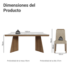 Juego de Comedor con Vidrio Sobrepuesto 6 Sillas Marrón/Blanco/Imperial Pienza Madesa