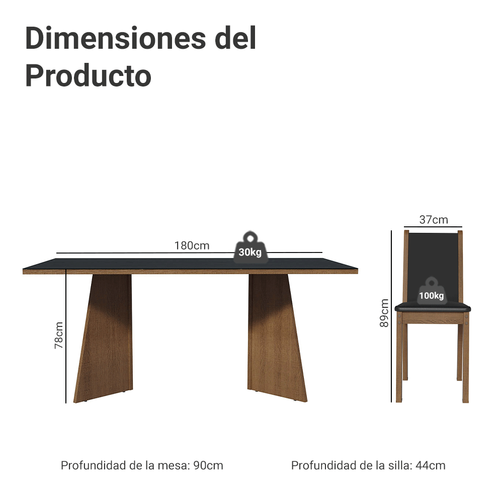 Mesa de Comedor con Mesa y 8 Sillas Madesa Justine MN