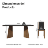 Mesa de Comedor con Mesa y 8 Sillas Madesa Justine MN