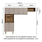 Kit para Lavadero 235 cm 7 Puertas 3 Nichos Abiertos Marrón/Crema Madesa