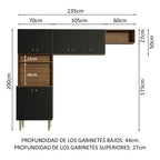 Kit para Lavadero 235 cm 7 Puertas 3 Nichos Abiertos Marrón/Negro Madesa