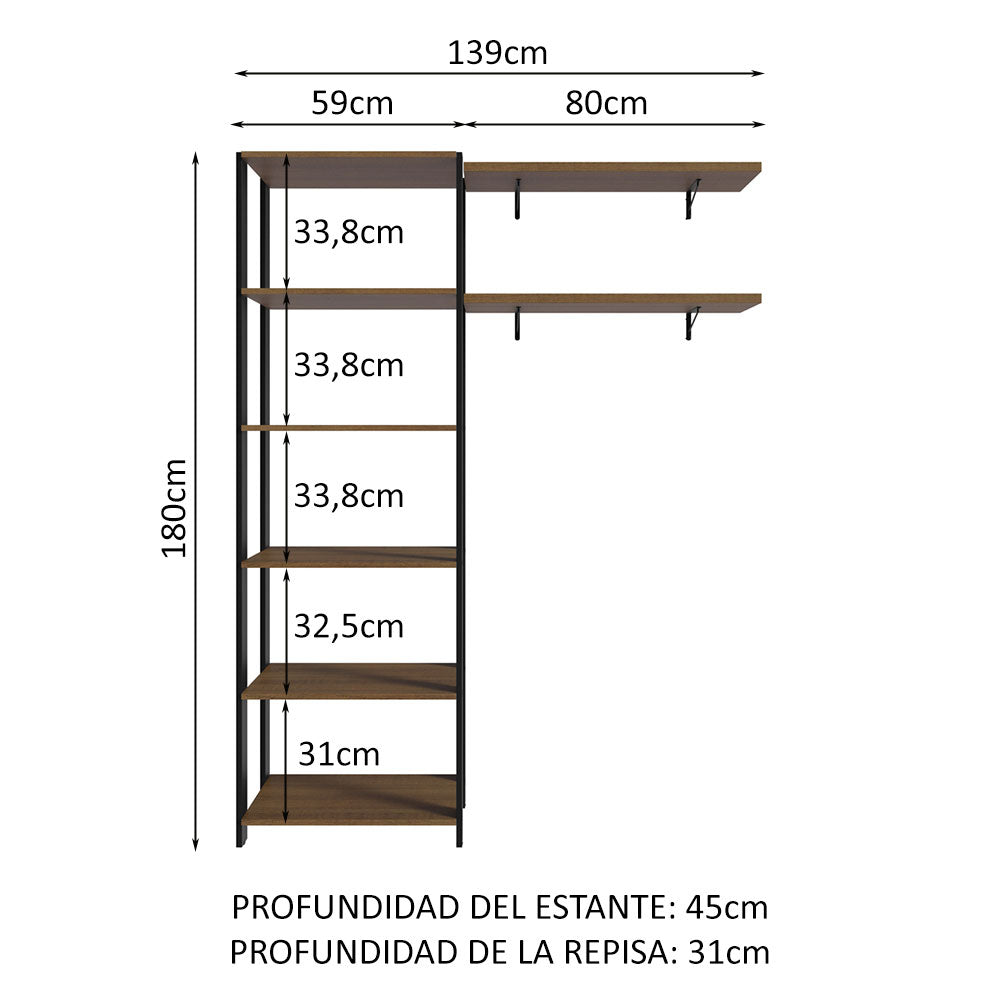 Estante Multiuso para Lavadero 139 cm Marrón/Negro Madesa