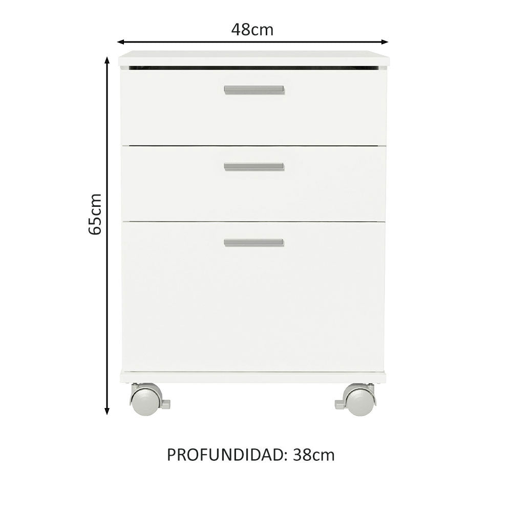 Cajonera para Baño Blanco con 3 Cajones y Ruedas Madesa