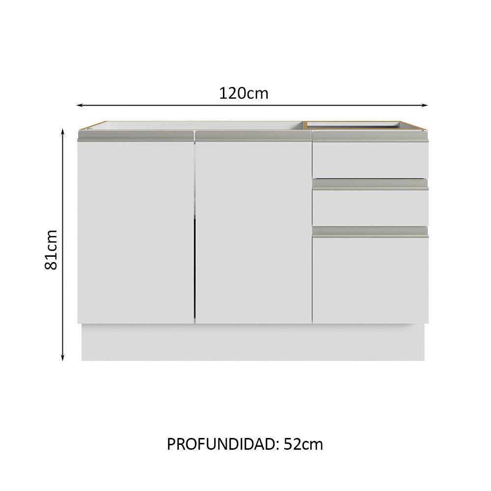 Madesa Armario para Baño de 120cm con 2 Puertas y 3 Cajones Blanco