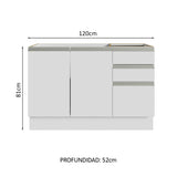 Madesa Armario para Baño de 120cm con 2 Puertas y 3 Cajones Blanco