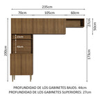 Combo completo de Cocina 235 cm Marrón Gourmet Madesa