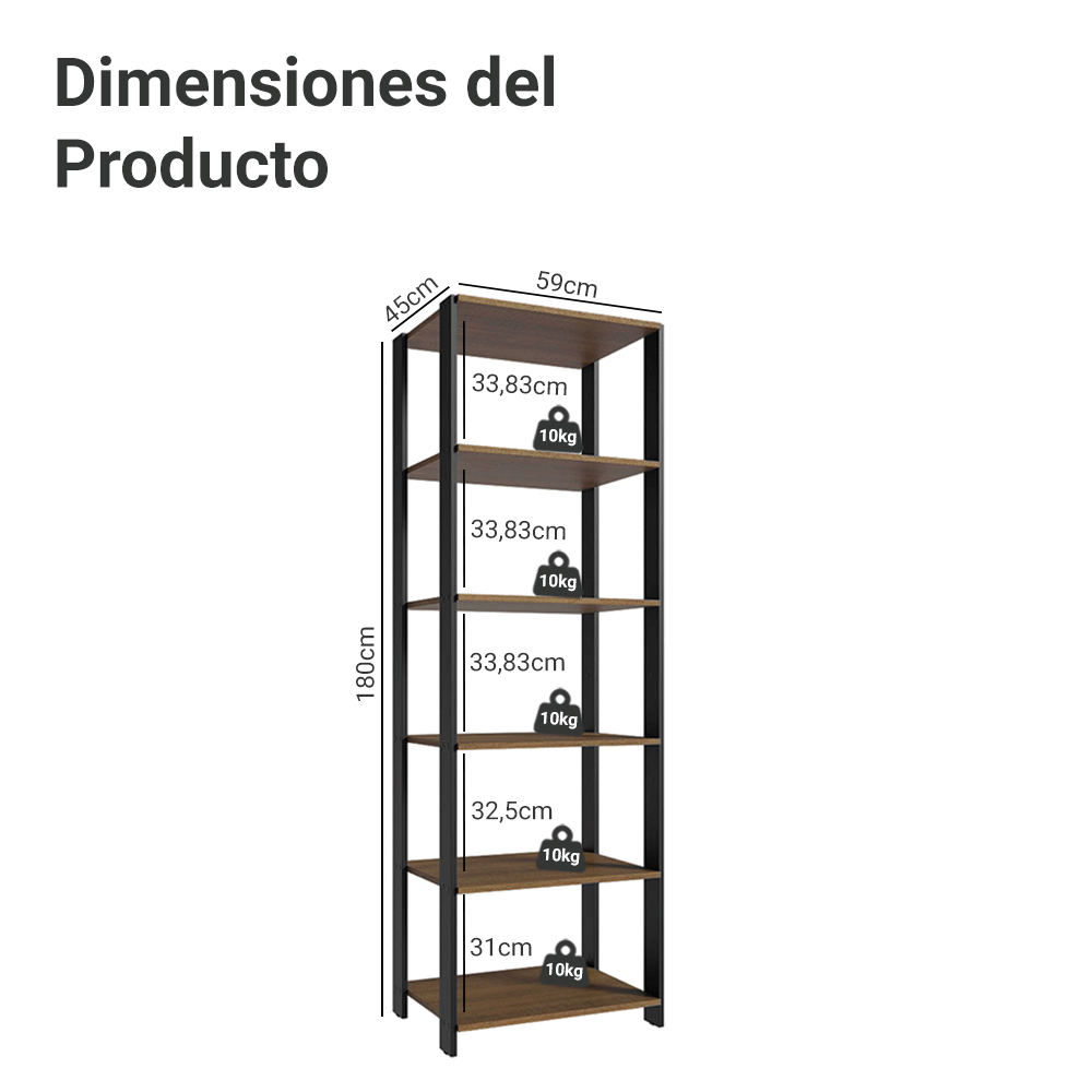 Estante Multiuso para Cocina 59 cm Marrón/Negro Madesa