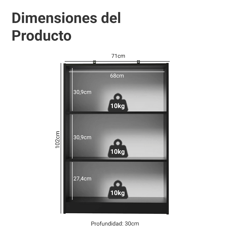 Estante Zapatero 3 Repisas Sin Puertas Negro Madesa