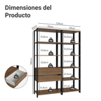 Estante Multiuso para Cocina 129 cm 2 Cajones Marrón/Negro Madesa