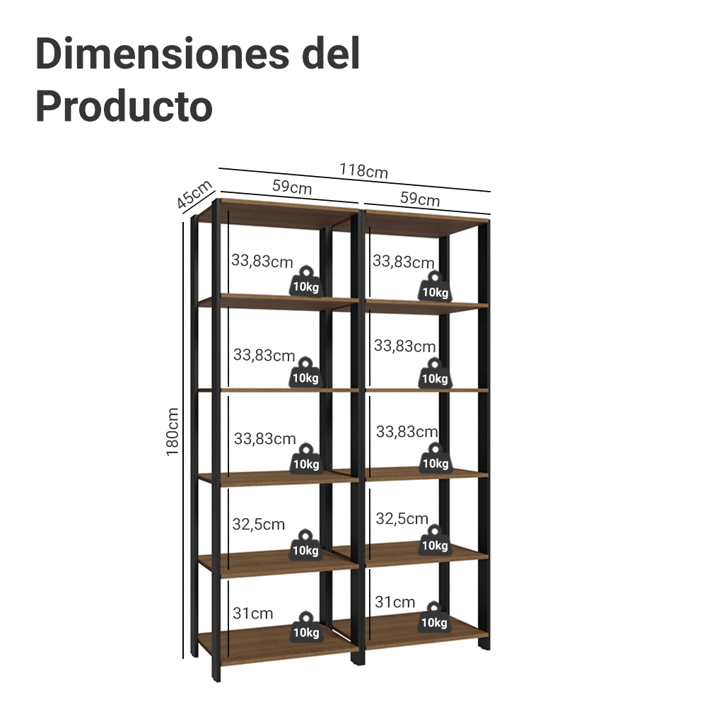Estante Multiuso para Cocina 118 cm Marrón/Negro Madesa
