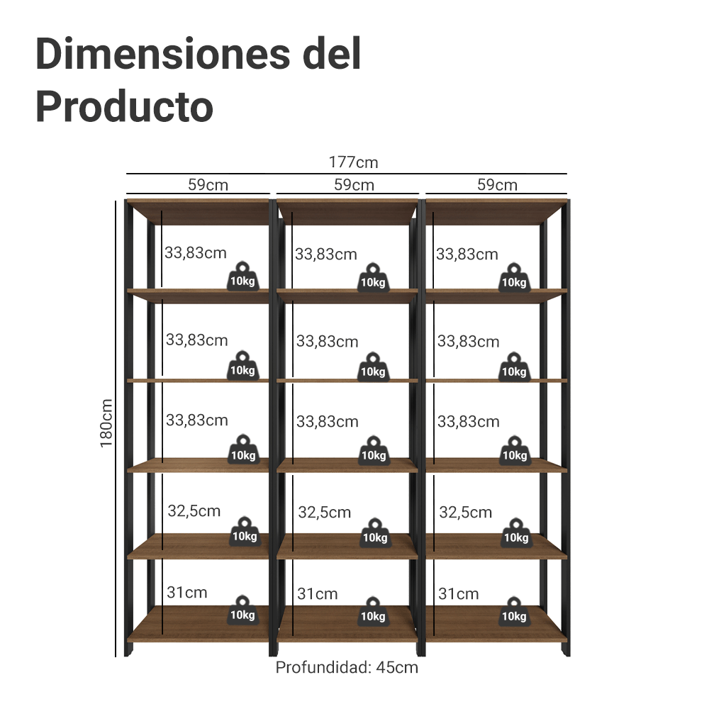 Estante Multiuso para Cocina 177 cm Marrón/Negro Madesa