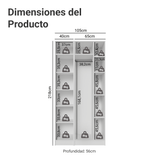 Placard Modular 105 cm 2 Puertas con Espejos y 5 Nichos Blanco Neo Madesa