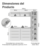 Conjunto Dormitorio con 1 Placard Neo 2 Alacenas 2 Cómodas Blanco Madesa 01