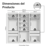 Placard Modular 240 cm 6 Puertas 4 Cajones Blanco Neo Madesa 01