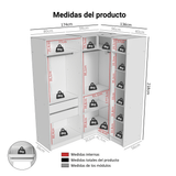 Placard Modular de Esquinero 310 cm 5 Puertas con Espejos 2 Cajones Blanco Neo Madesa 03