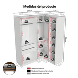 Dormitorio Completo Matrimonial Esquinero 310 cm 5 Puertas con Espejos 2 Cajones Marrón/Crema Neo Madesa 03