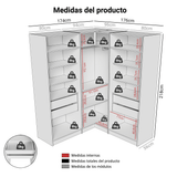 Placard Modular de Esquinero 350 cm 6 Puertas 4 Cajones Blanco Neo Madesa 01