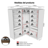 Placard Modular Esquinero 350 cm 6 Puertas 4 Cajones Marrón/Crema Neo Madesa 01