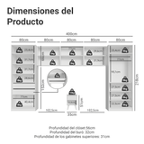 Dormitorio Infantil con 2 Placards con Espejos Neo 3 Alacenas 1 Mesa de Luz Blanco Madesa
