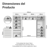Dormitorio Infantil con 2 Placards Neo 2 Alacenas 1 Cómoda Blanco Madesa 03