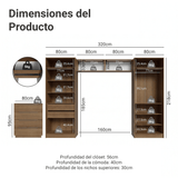 Dormitorio Infantil con 2 Placares Neo 2 Alacenas 1 Cómoda Marrón/Crema Madesa 03