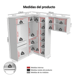 Dormitorio Completo de Esquinero Individual 415 cm Placard con Espejos Blanco Neo Madesa 02