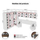 Dormitorio Completo Matrimonial 580 cm Placard Esquinero con Espejos Marrón/Crema Neo Madesa 02