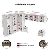 Dormitorio Completo Matrimonial Esquinero 610 cm con Respaldo de Cama Marrón/Crema Neo Madesa