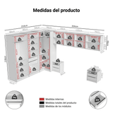 Dormitorio Completo de Esquinero Matrimonial 610 cm con Mesa de Luz Blanco Neo Madesa