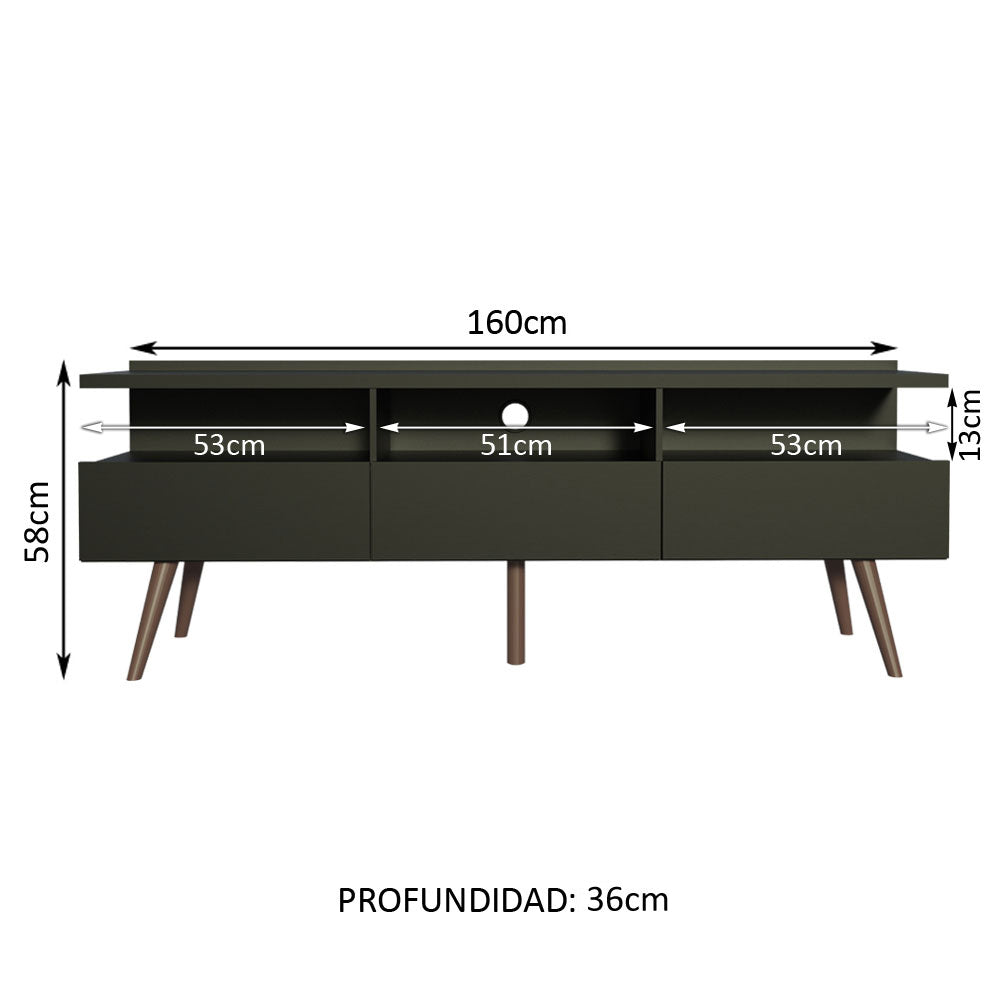 Rack para TV para TV hasta 65 Pulgadas Madesa Madri con patas de Madeira Negro