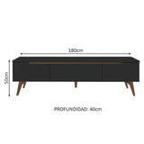 Rack para TV Retro Madesa Reims para TV hasta 75 Pulgadas patas de Madeira Negro