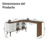 Mesa de Estudos em L 3 Cajones Blanco/Marrón Lisboa Madesa