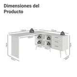 Mesa Gamer em L 3 Cajones Blanco Lisboa Madesa