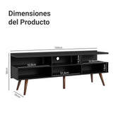Rack para TV hasta 65 Pulgadas con patas Retro Negro Londres Madesa