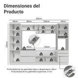 Combo Completo de Cocina 320 x 60 cm Blanco/Blanco Aterciopelado Lux Madesa 01