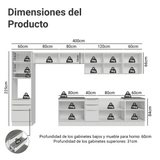 Combo Completo de Cocina 400 x 60 cm Blanco Aterciopelado Lux Madesa