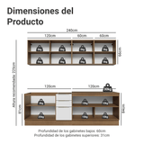 Combo Completo de Cocina 240 x 60 cm Marrón/Blanco Aterciopelado Lux Madesa 05