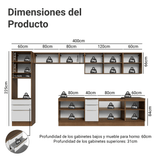 Combo Completo de Cocina 400 x 60 cm Marrón/Blanco Aterciopelado Lux da Thauane Madesa