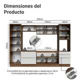 Combo Completo de Cocina 320 x 60 cm Marrón/Blanco Aterciopelado Lux Madesa 01