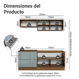 Cocina Compacta 200 x 60 cm Marrón/Gris Lux Madesa 01