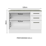 Bajo Mesada Multiuso Garaje 120cm (con Tapa) Blanco